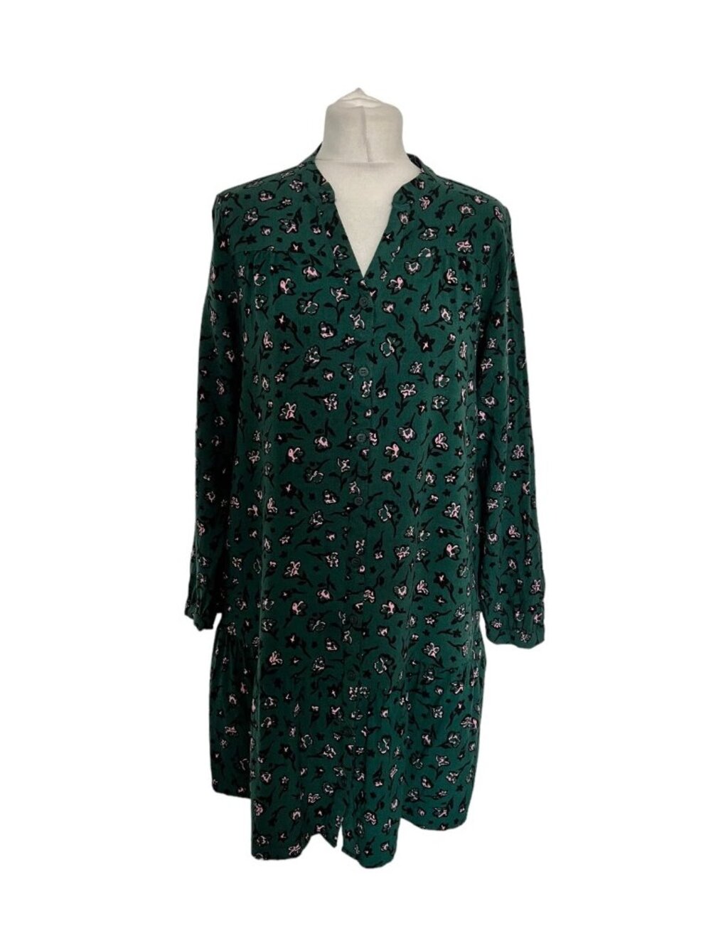 Printed floral pattern green short-sleeved dress